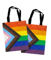 LGBTQIA+ Pride Progress Flag Cotton Tote Bag